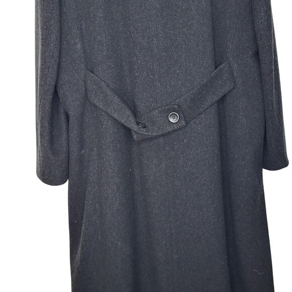 Vintage Forecaster Wool Cashmere Charcoal Gray Long Trench Coat USA Made Size 16 - Picture 6 of 11